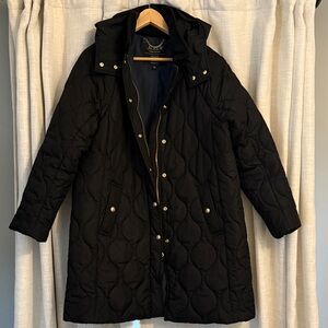 J. Crew Women's Black Hooded Puffer Jacket